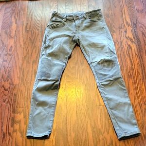 Wish List jeans gray ribbed knee ridges 5 pockets 1 zippered stretch Large EUC…